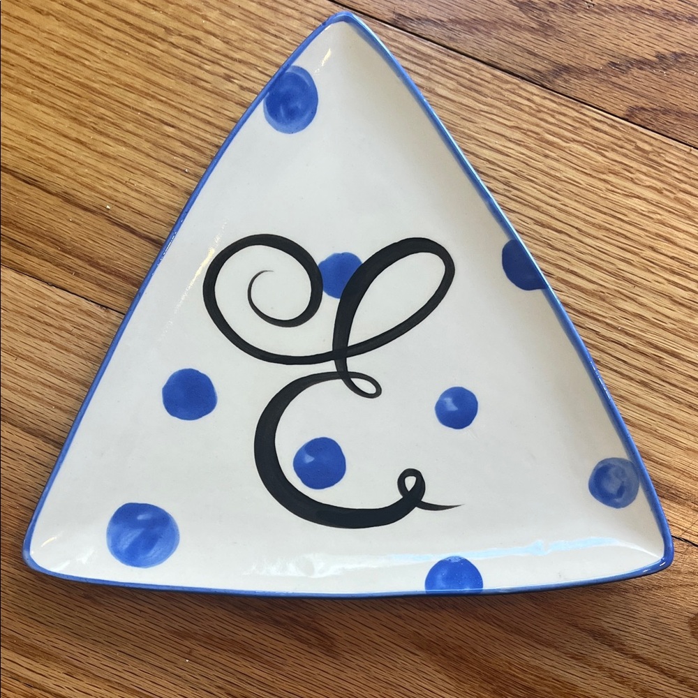Blue Polka Dot Triangle Plate
